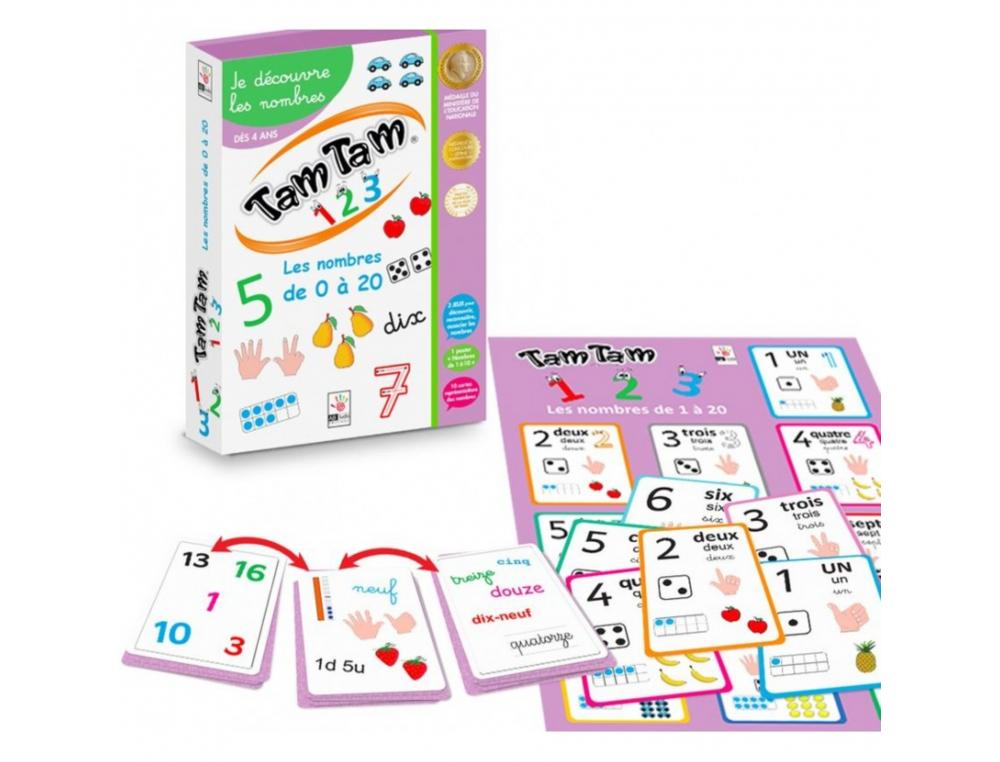 JOUER AVEC LES CHIFFRES AB LUDIS TAM TAM 1 2 3           DECOUVERTE DES NOMBRES DE 0 A 20 3 JEUX