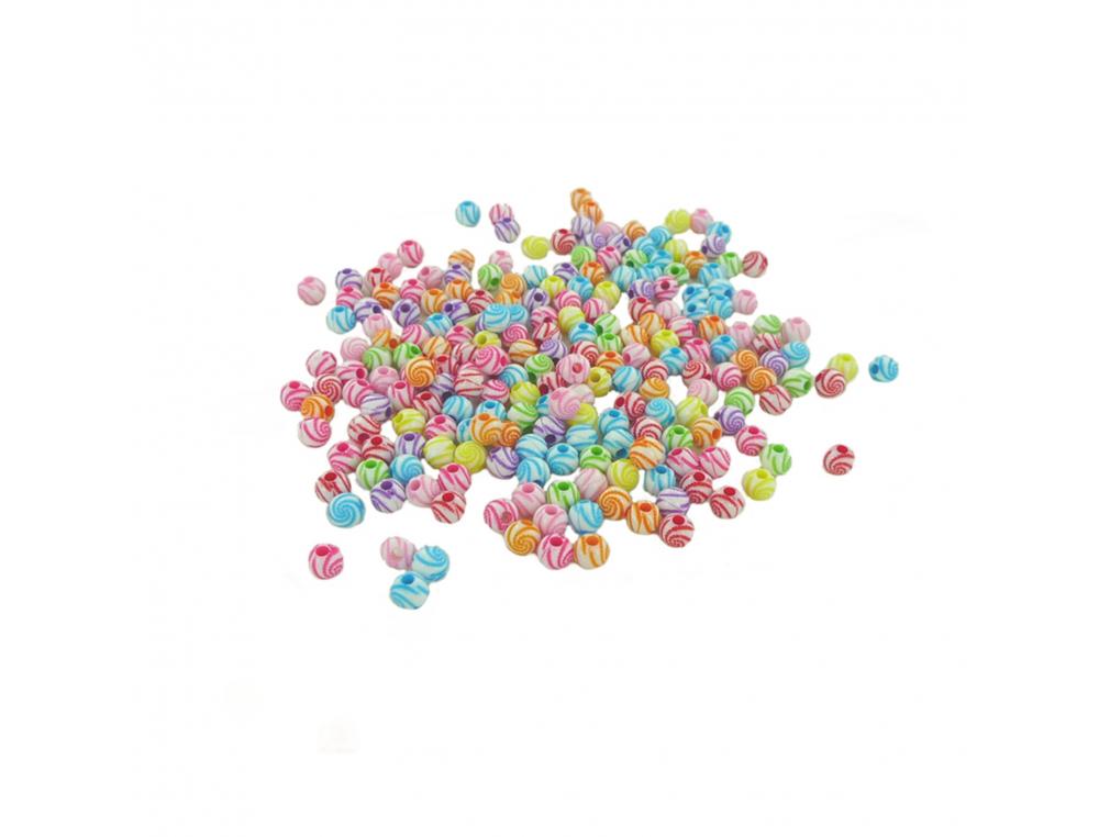 PERLE PLASTIQUE INNSPIRO FORME RONDE SPIRALE 8MM       COLORIS ASSORTIS BOCAL DE 500 PERLES