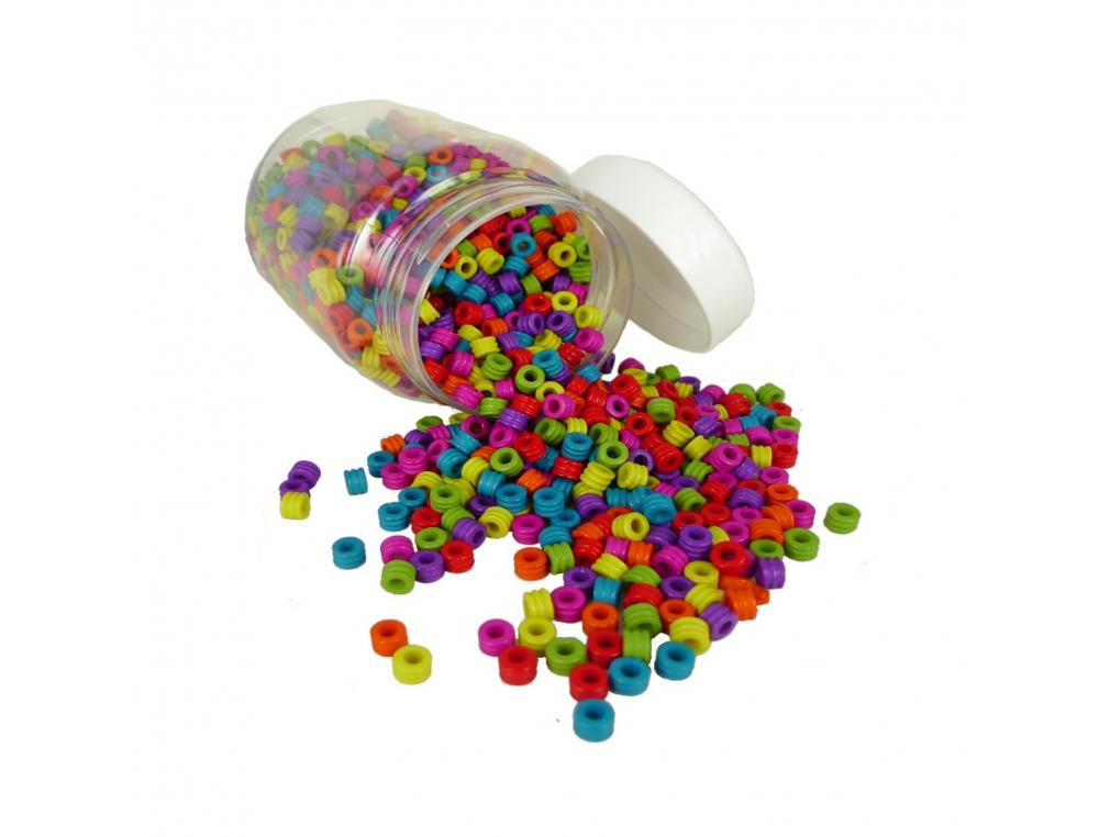 PERLE PLASTIQUE INNSPIRO FORME CYLINDRIQUE 6X4MM       COLORIS ASSORTIS BOCAL DE     1400 PERLES