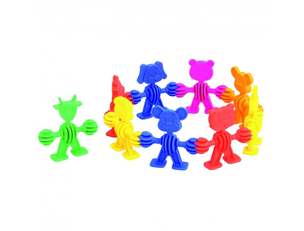 ANIMAUX SOUPLES A CONNECTER VINCO EDUCATIONAL PLASTIQUE   SOUPLE ET SILENCIEUX DIAMETRE 6 CM 72 PIECES