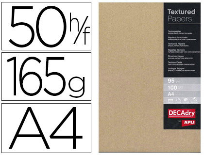 PAPIER CORRESPONDANCE APLI GAMME STRUCTURE KRAFT 95G/M2 FORMAT A4 JET D'ENCRE LASER BOTE 100 FEUILLES