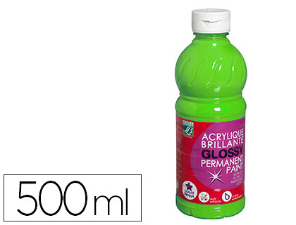 PEINTURE ACRYLIQUE LEFRANC BOURGEOIS GLOSSY FLUIDE BRILLANTE INDLBILE MULTI-SUPPORTS VERT ANIS FLACON 500ML