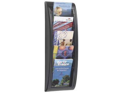 PRSENTOIR PAPERFLOW QUICK FIT SYSTEM POLYSTYRNE PAISSEUR 20MM CAPACIT 200F 65X22.7X9.5CM COLORIS NOIR