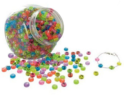 PERLE PLASTIQUE LETTRES TRANSPARENTES BOCAL 1200 UNITS