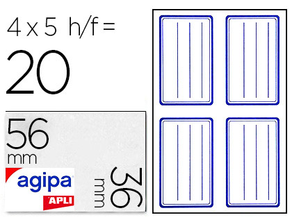 TIQUETTE ADHSIVE APLI AGIPA COLIER 36X56MM POCHETTE 20 UNITS