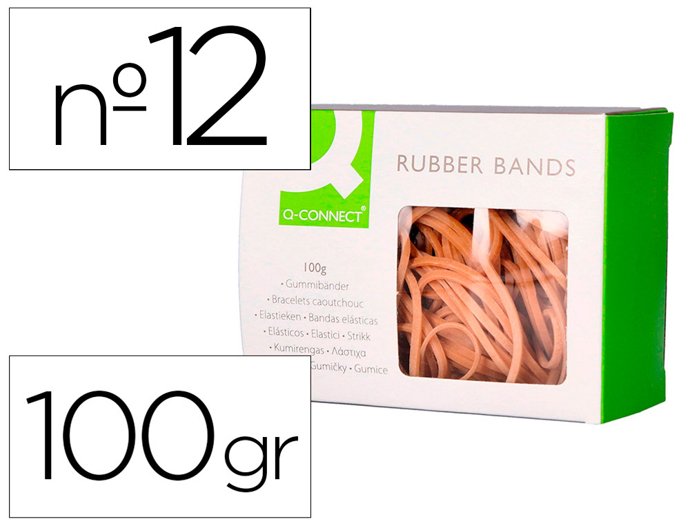 BRACELET CAOUTCHOUC Q-CONNECT N.12 120X2MM BOTE FENTRE 100G