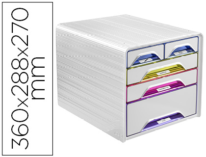 MODULE CLASSEMENT CEP SMOOVE 5 TIROIRS PANACHS INTERCHANGEABLES 360X288X270MM MULTICOLORIS